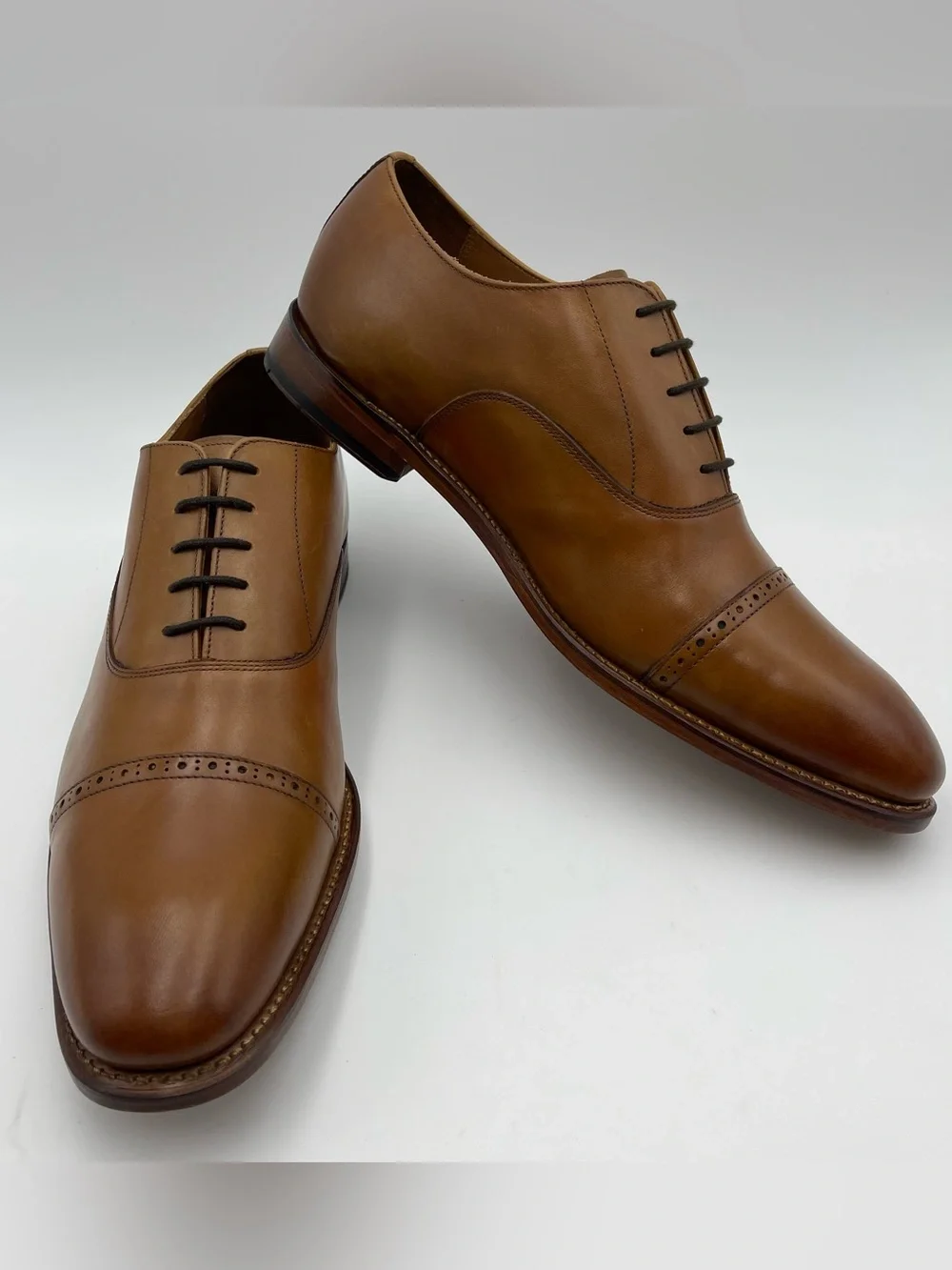 ALLEN EDMONDS SZ 14D Brady Walnut Leather Cap Toe Oxfords Shoes MSRP $450